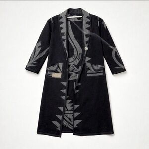 Elegant Black and Gray Women's Cape Coat